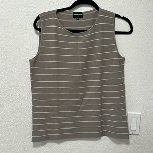 Giorgio Armani tank blouse, gray white stripes size 46